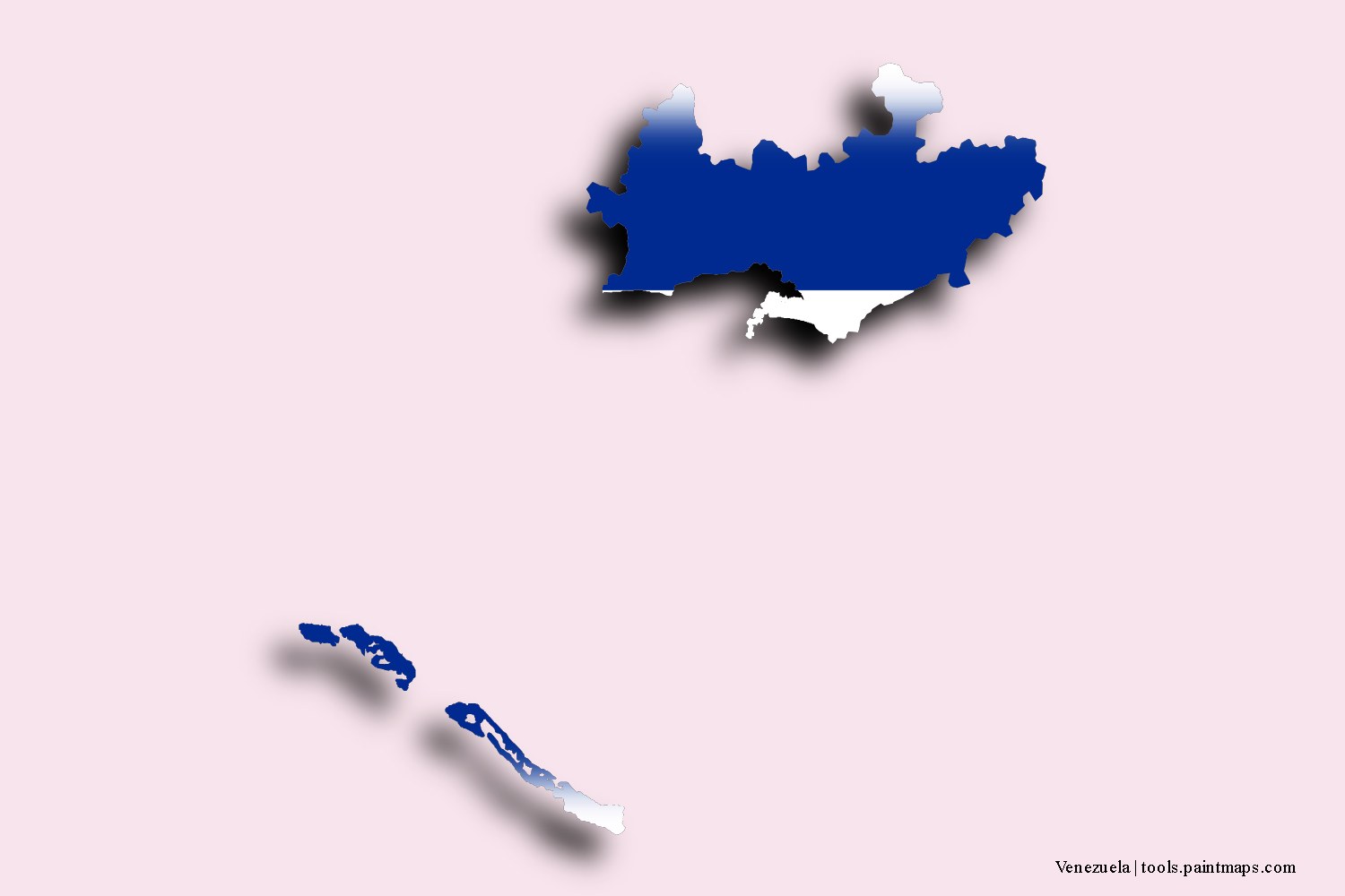 Mapa de la bandera de Venezuela con efecto de sombra 3D