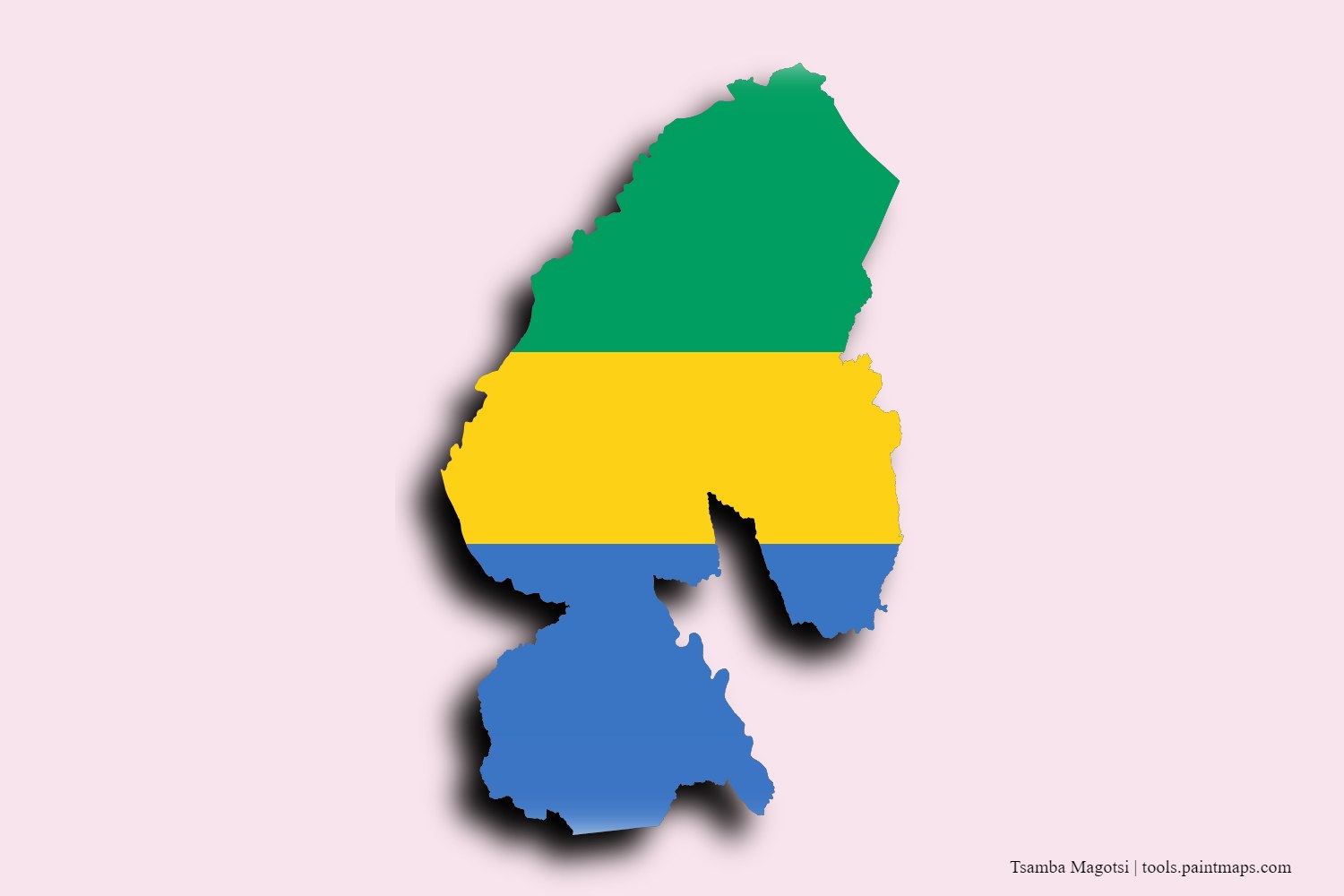 flag map of Tsamba-Magotsi with 3D shadow effect