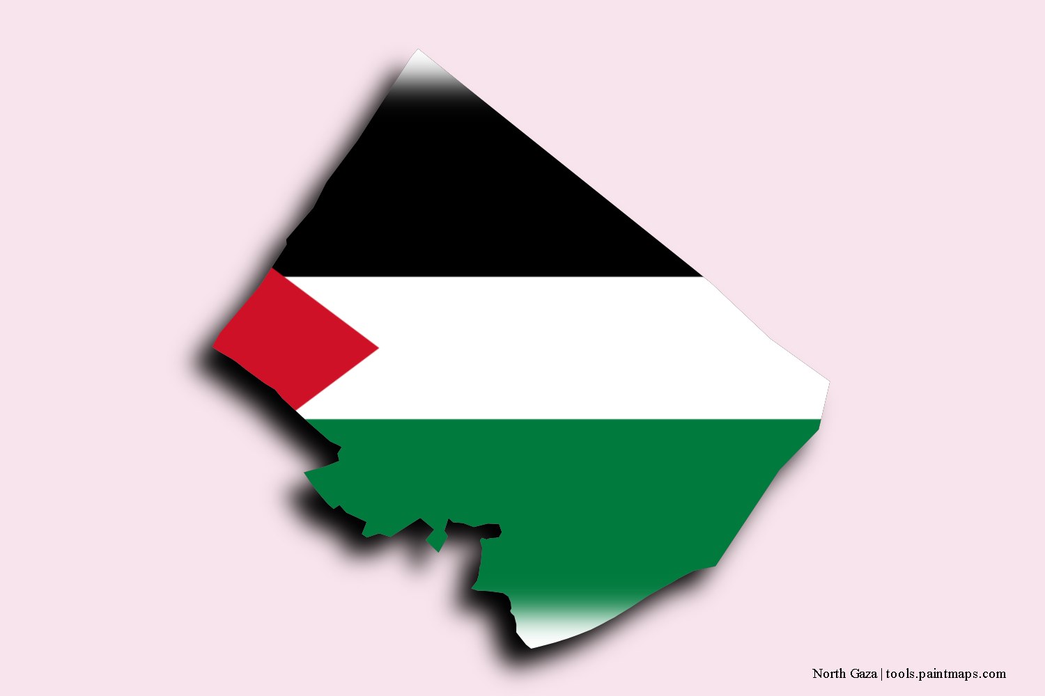 flag map of Gaza ash Shamaliyah with 3D shadow effect