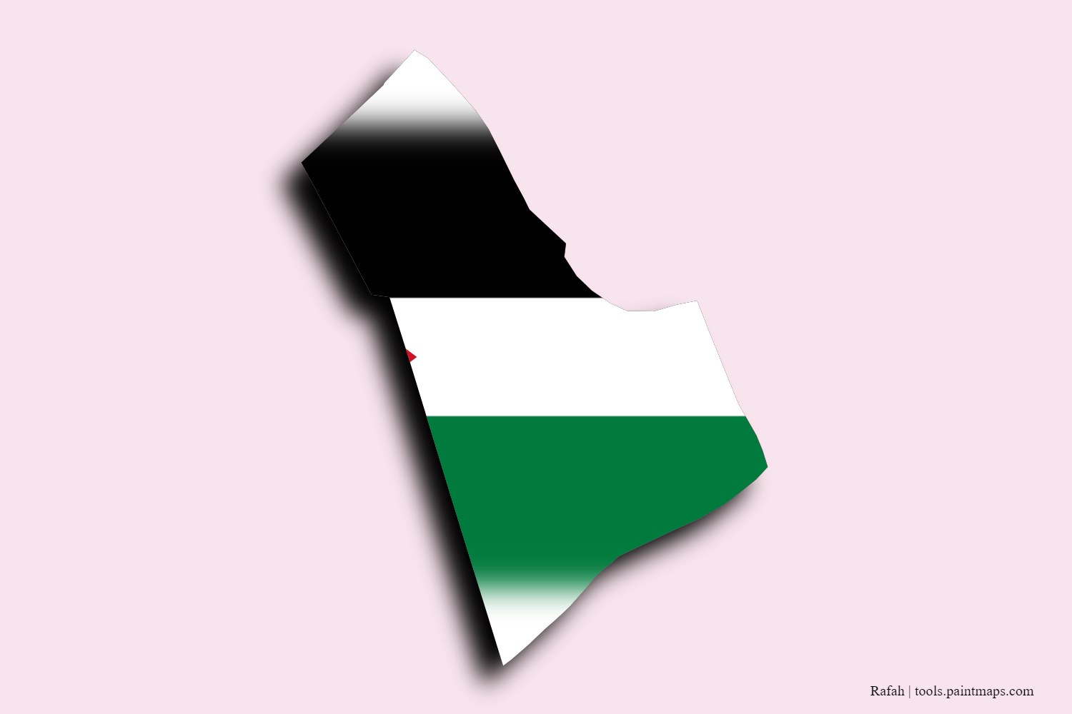 flag map of Rafah with 3D shadow effect