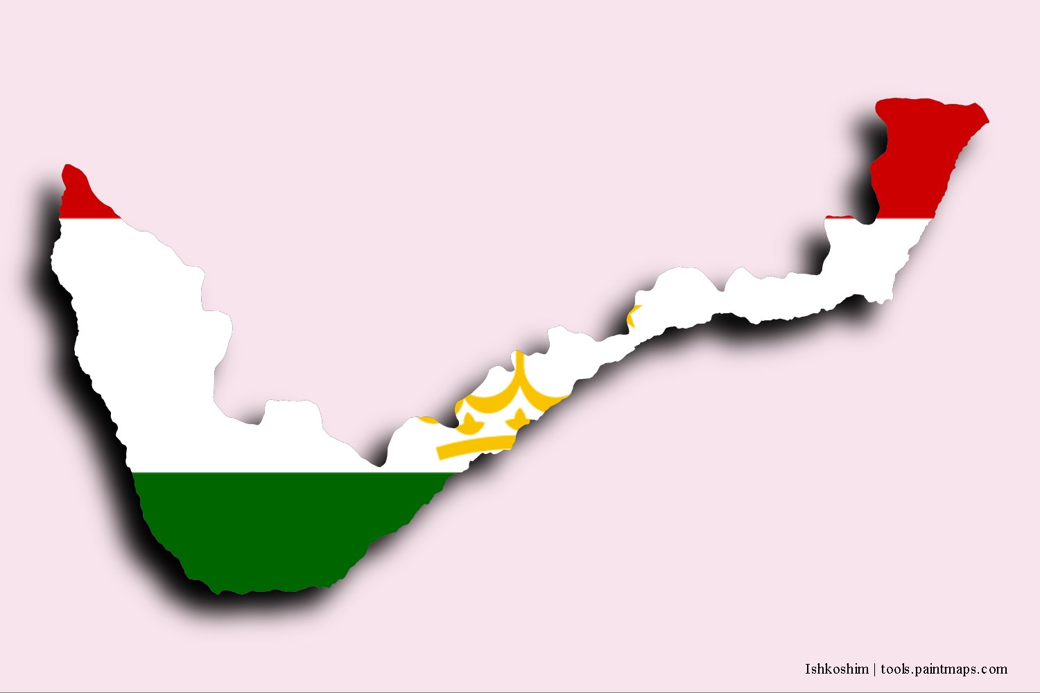 flag map of Ishkoshim with 3D shadow effect