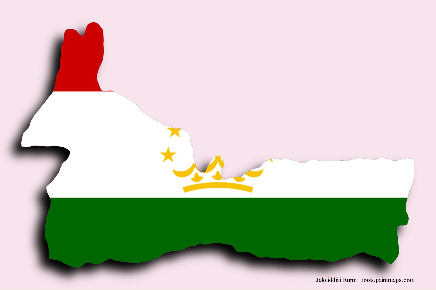 flag map of Jaloliddini Rumi with 3D shadow effect