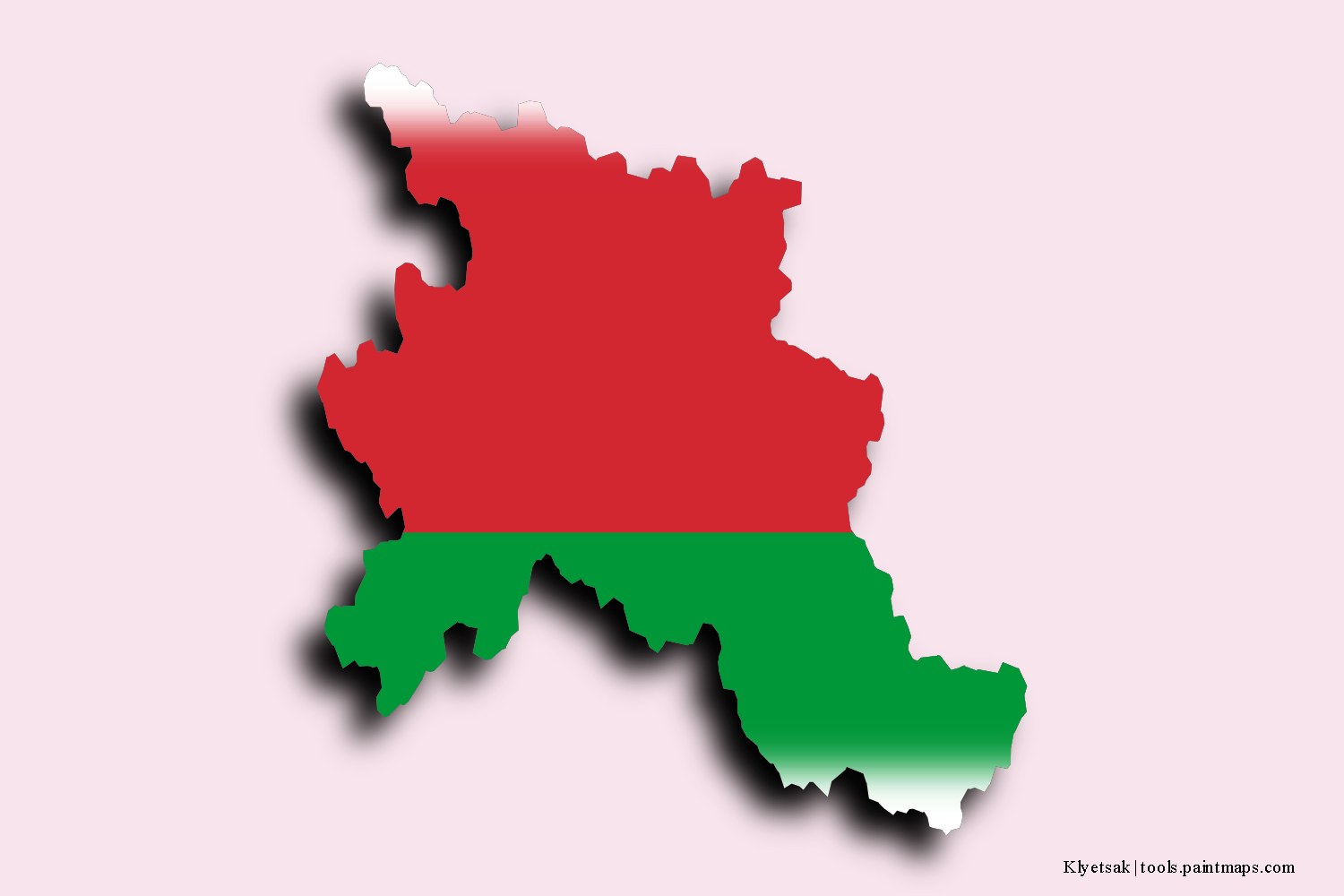 flag map of Klyetsak with 3D shadow effect