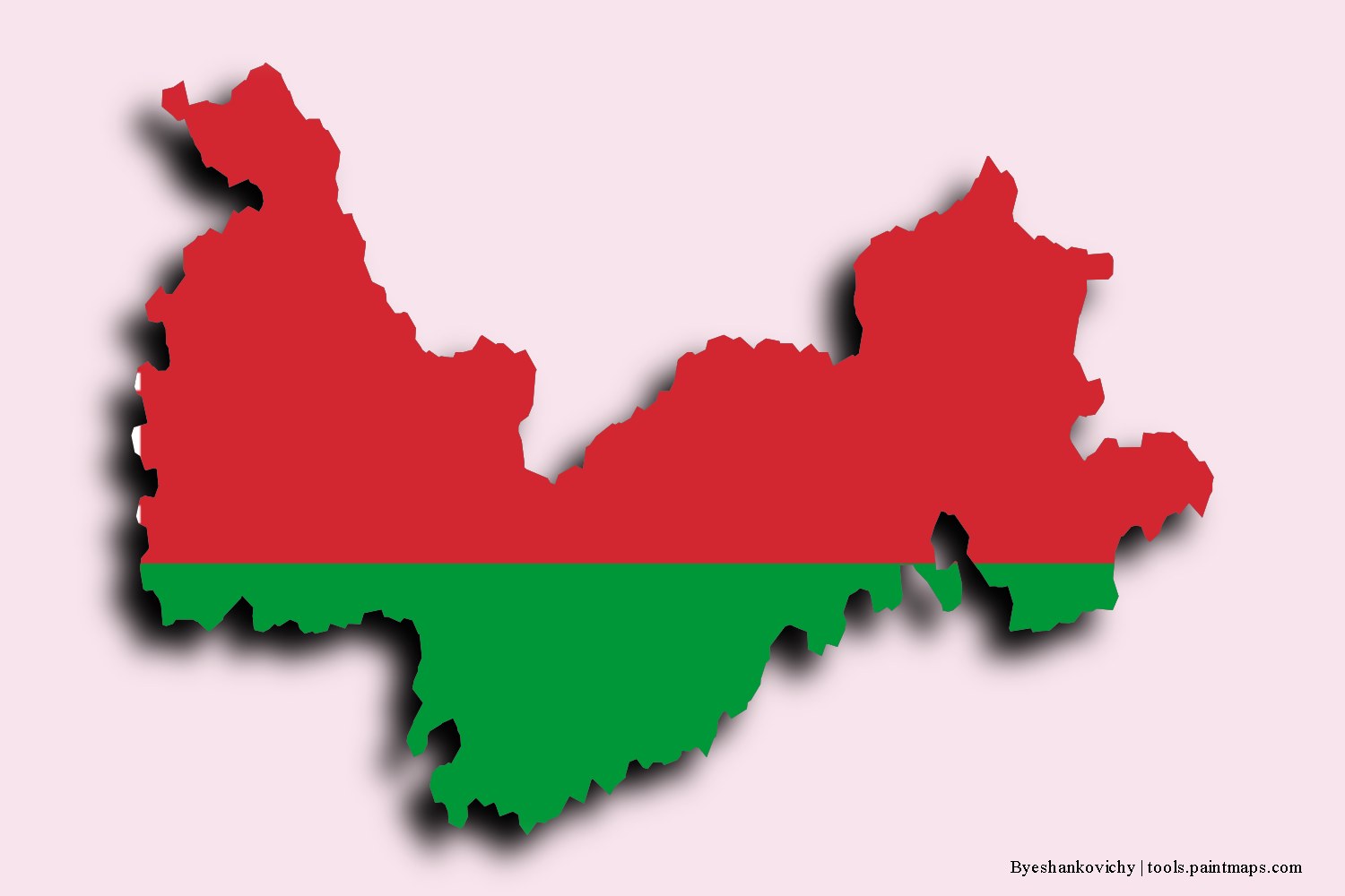 Mapa de la bandera de Byeshankovichy con efecto de sombra 3D