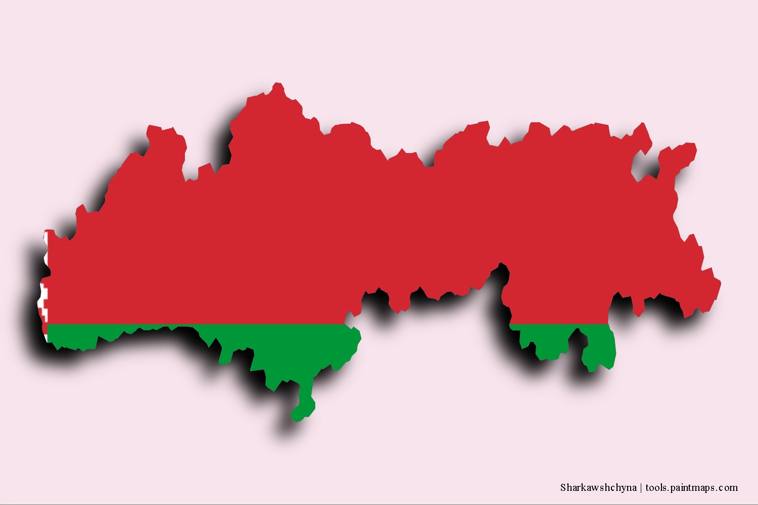 flag map of Sharkawshchyna with 3D shadow effect