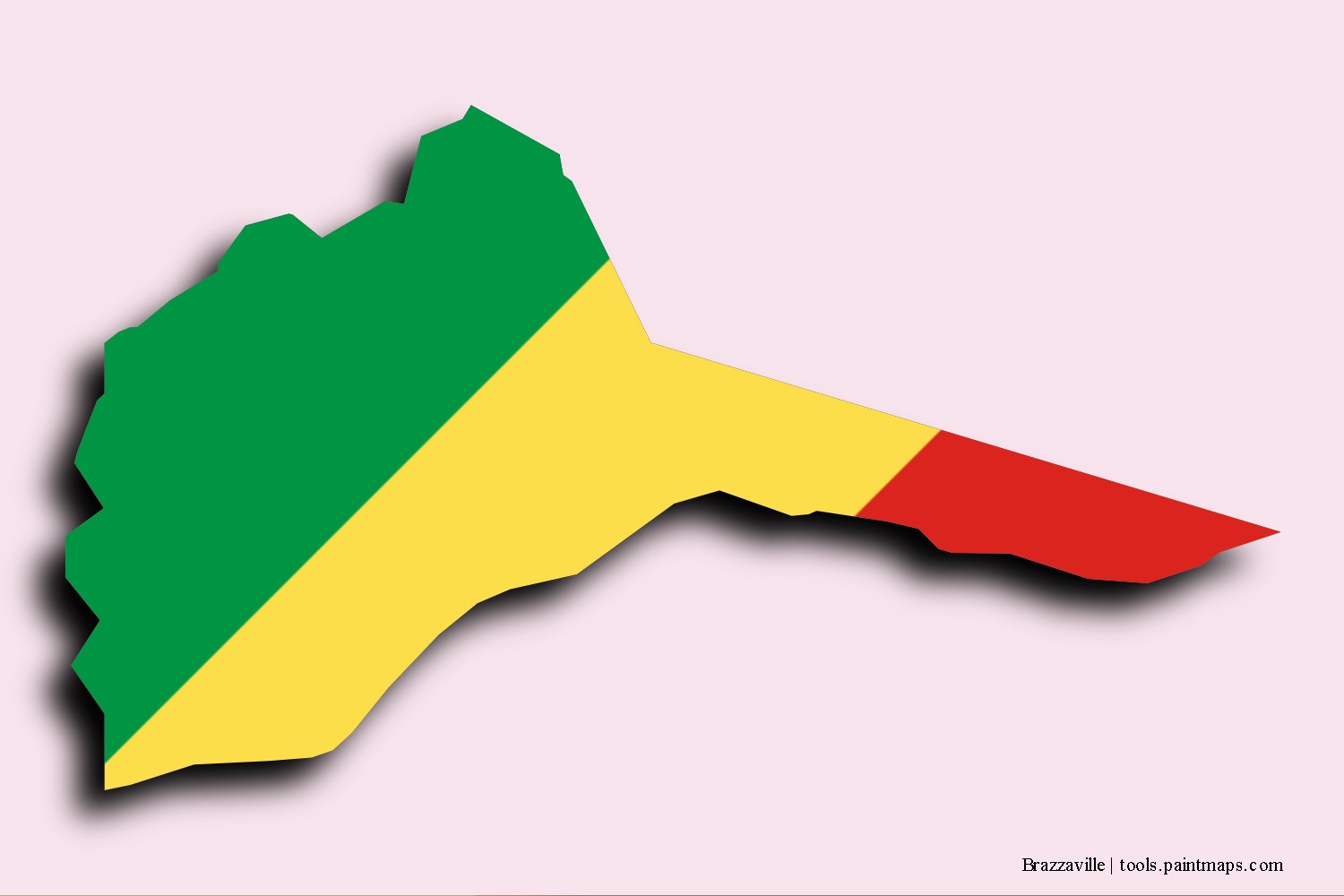 Bayraklı Brazzaville haritası (3D gölgeli)