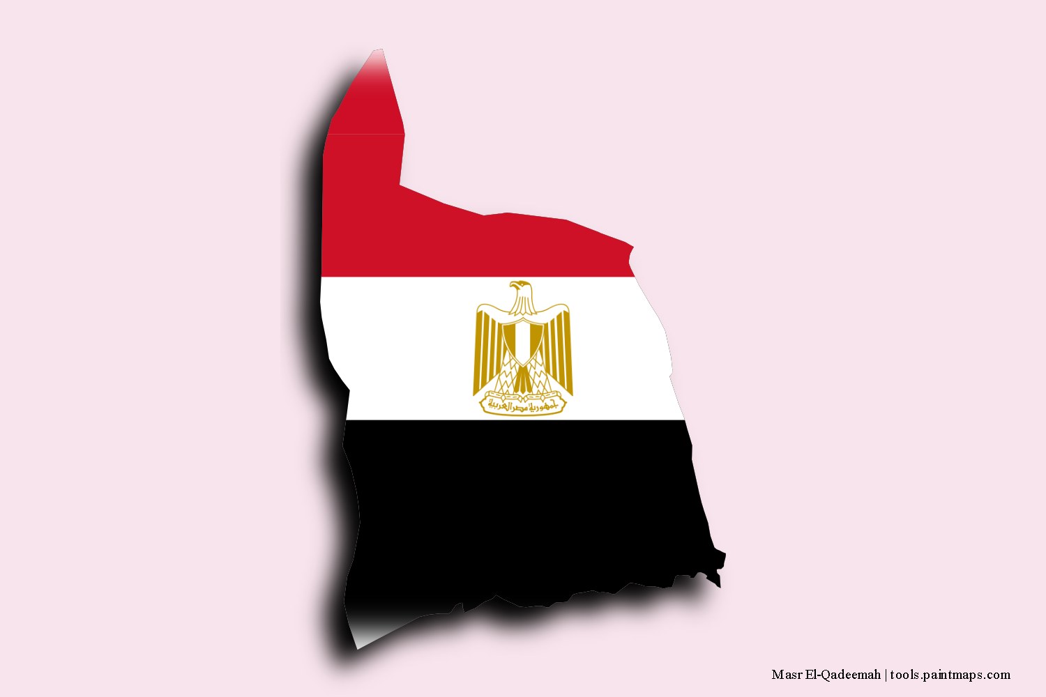 Mapa de la bandera de Masr El-Qadeemah con efecto de sombra 3D