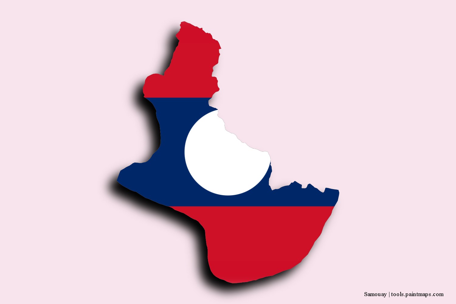 Mapa de la bandera de Samouay con efecto de sombra 3D