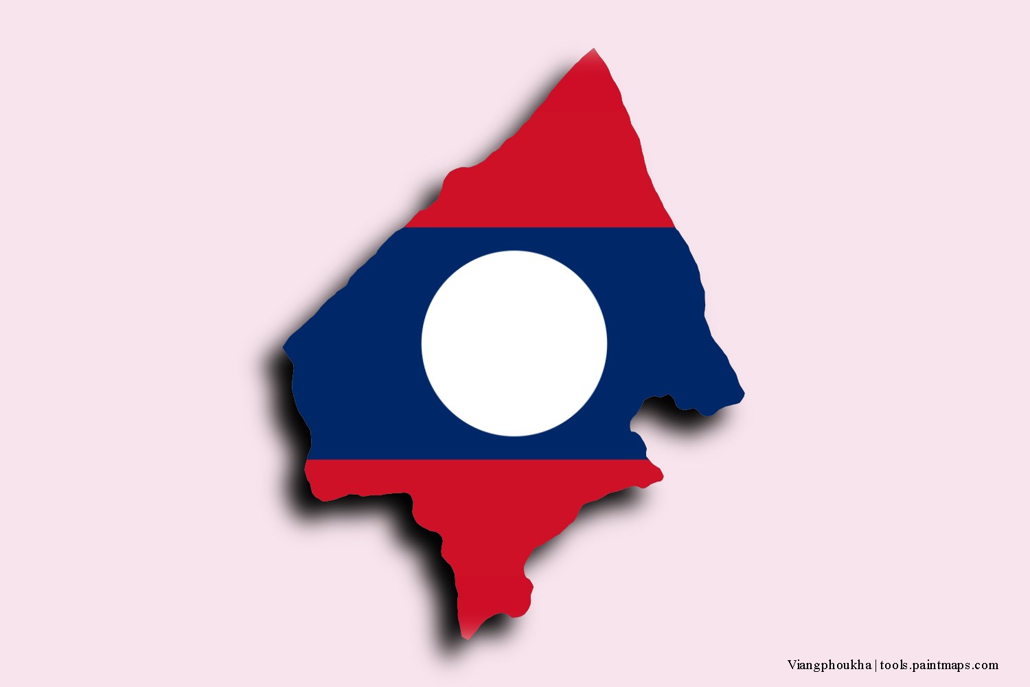 flag map of Viengphoukha with 3D shadow effect