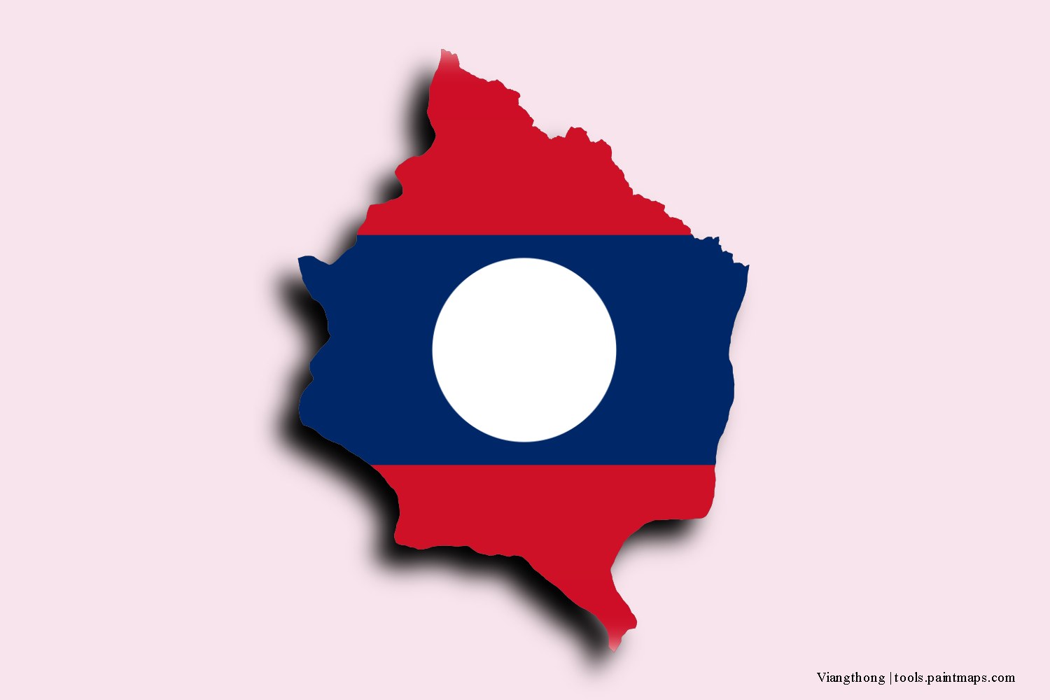 flag map of Viengthong with 3D shadow effect