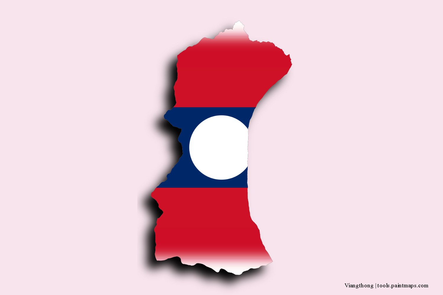 flag map of Viengthong with 3D shadow effect