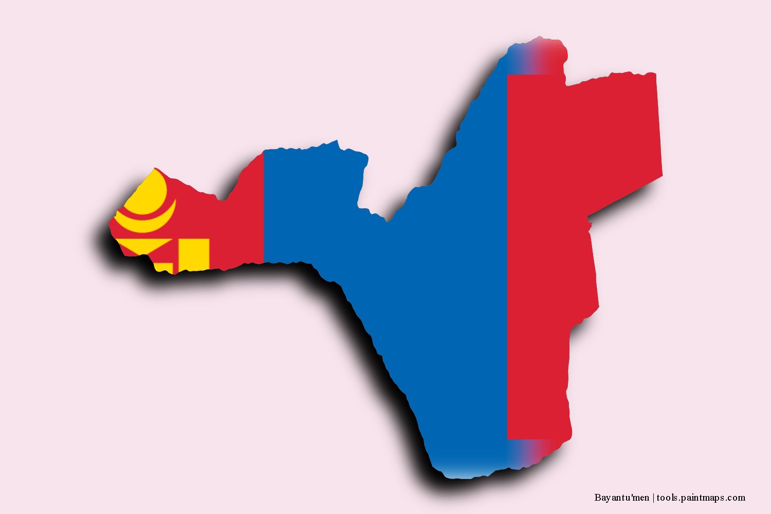 Mapa de la bandera de Bayantu'men con efecto de sombra 3D