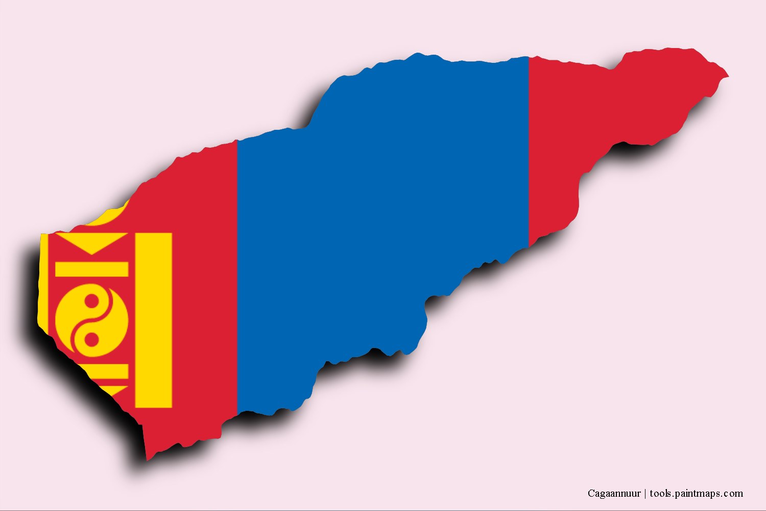 Mapa de la bandera de Cagaannuur con efecto de sombra 3D