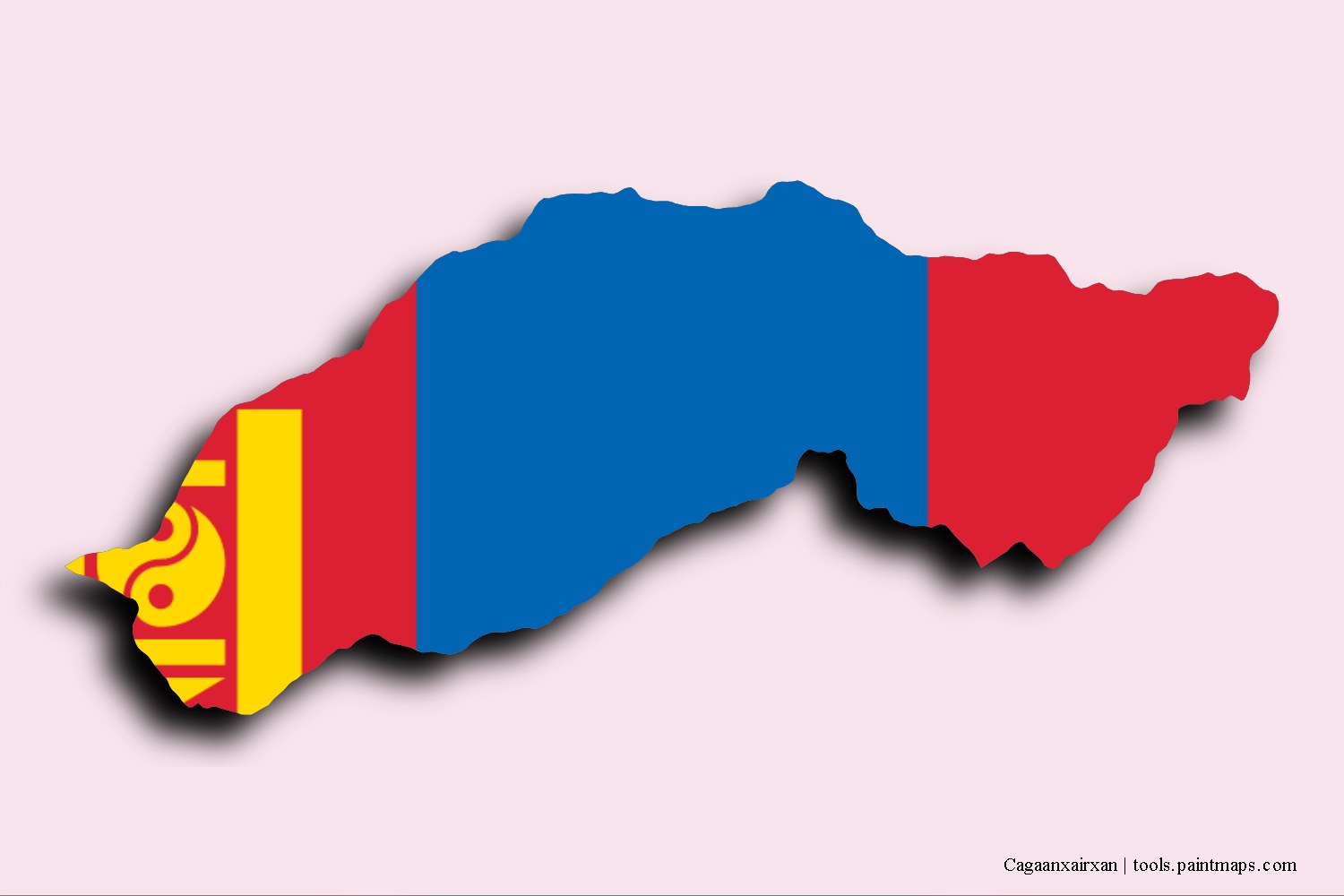 Mapa de la bandera de Cagaanxairxan con efecto de sombra 3D