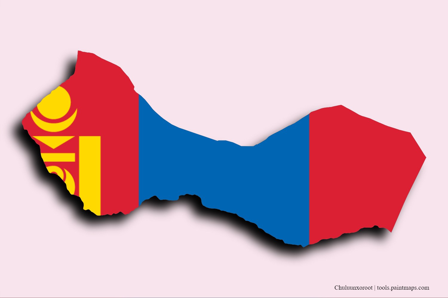 Mapa de la bandera de Chuluunxoroot con efecto de sombra 3D