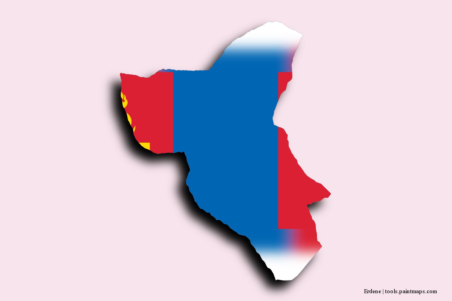 Mapa de la bandera de Erdene con efecto de sombra 3D