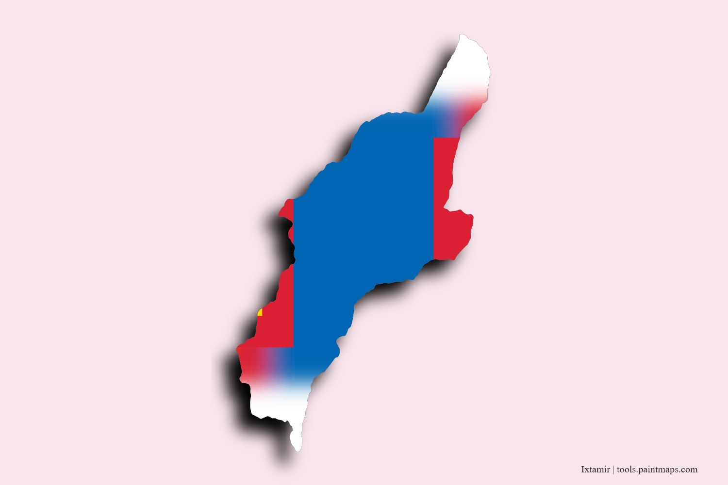 flag map of Ih-Tamir with 3D shadow effect