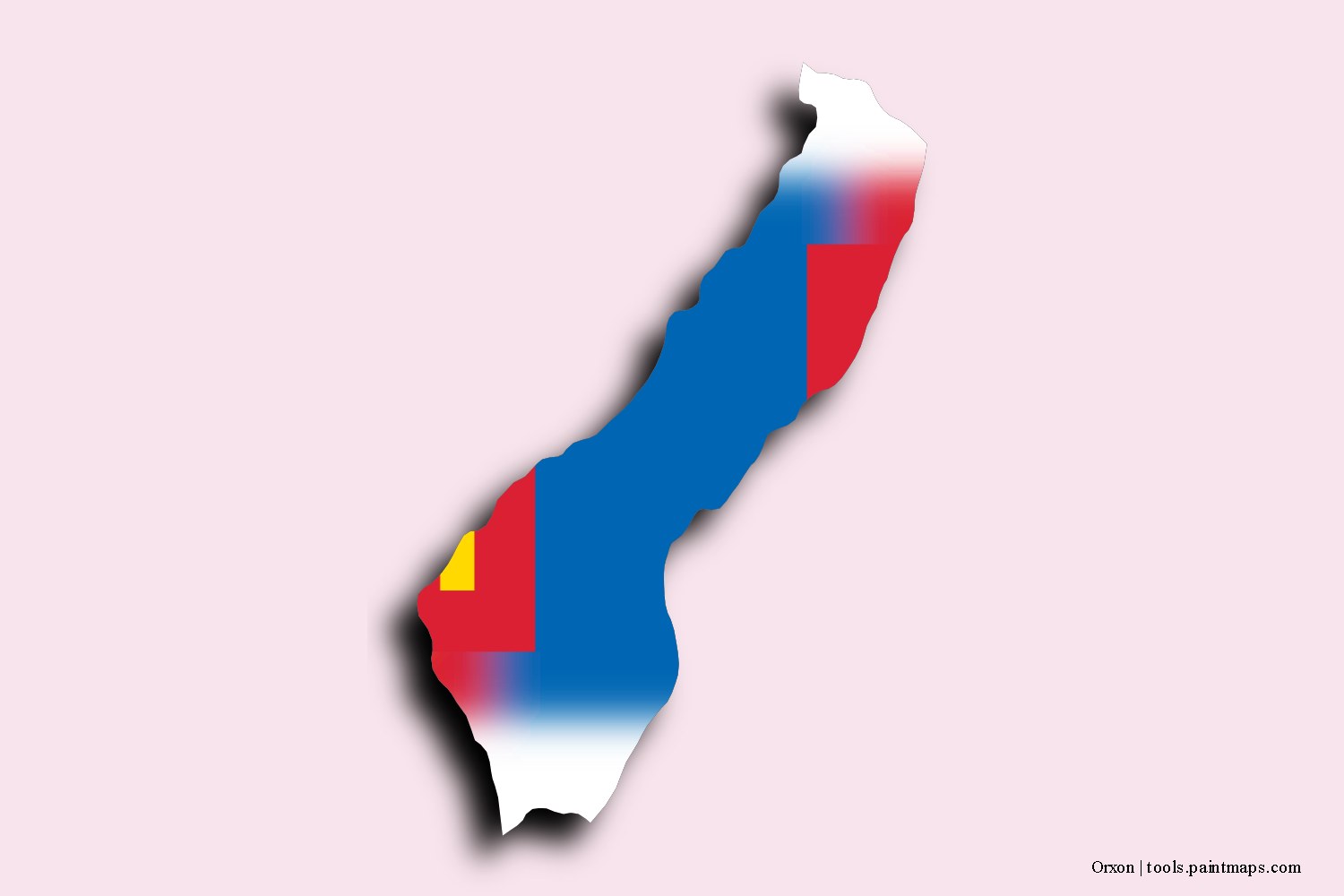 Mapa de la bandera de Orxon con efecto de sombra 3D