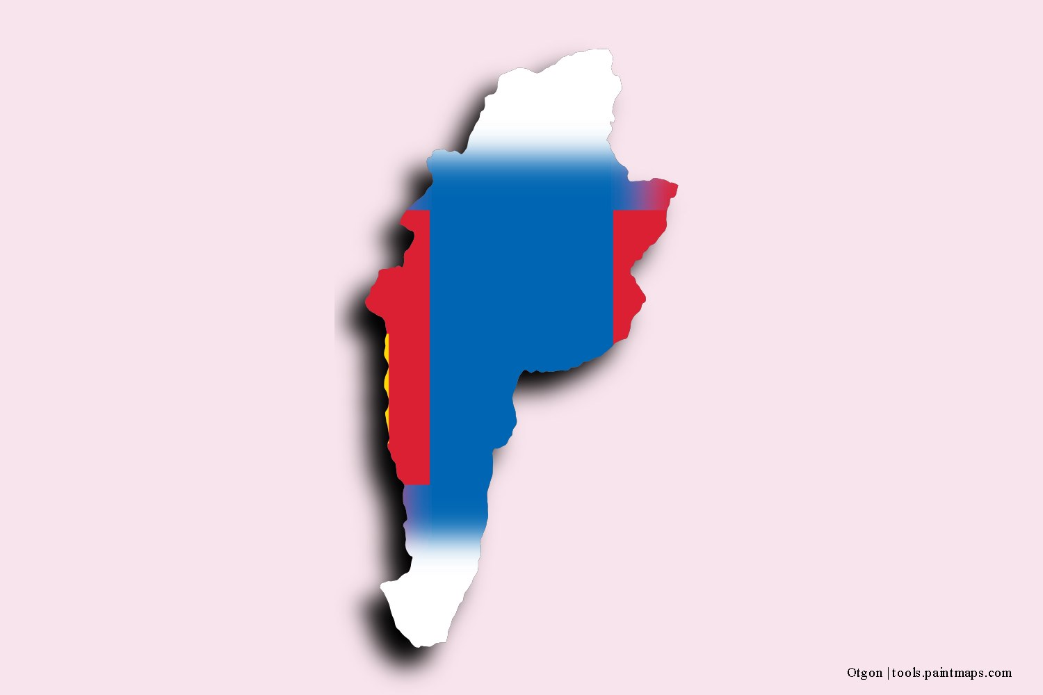 Mapa de la bandera de Otgon con efecto de sombra 3D