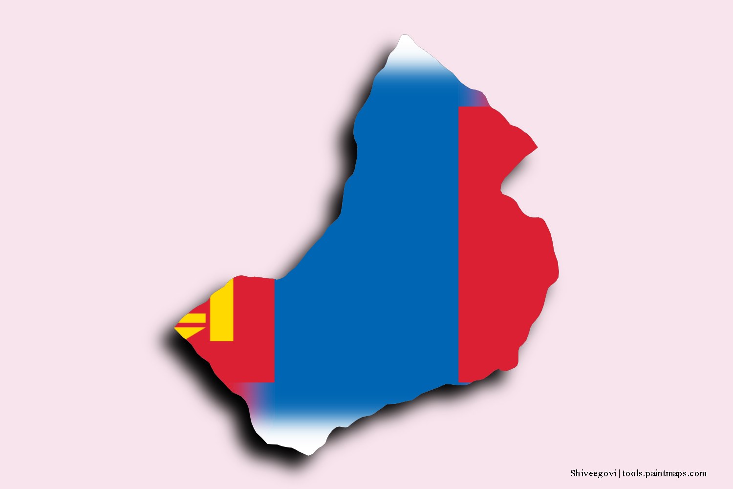 Mapa de la bandera de Shiveegovi con efecto de sombra 3D