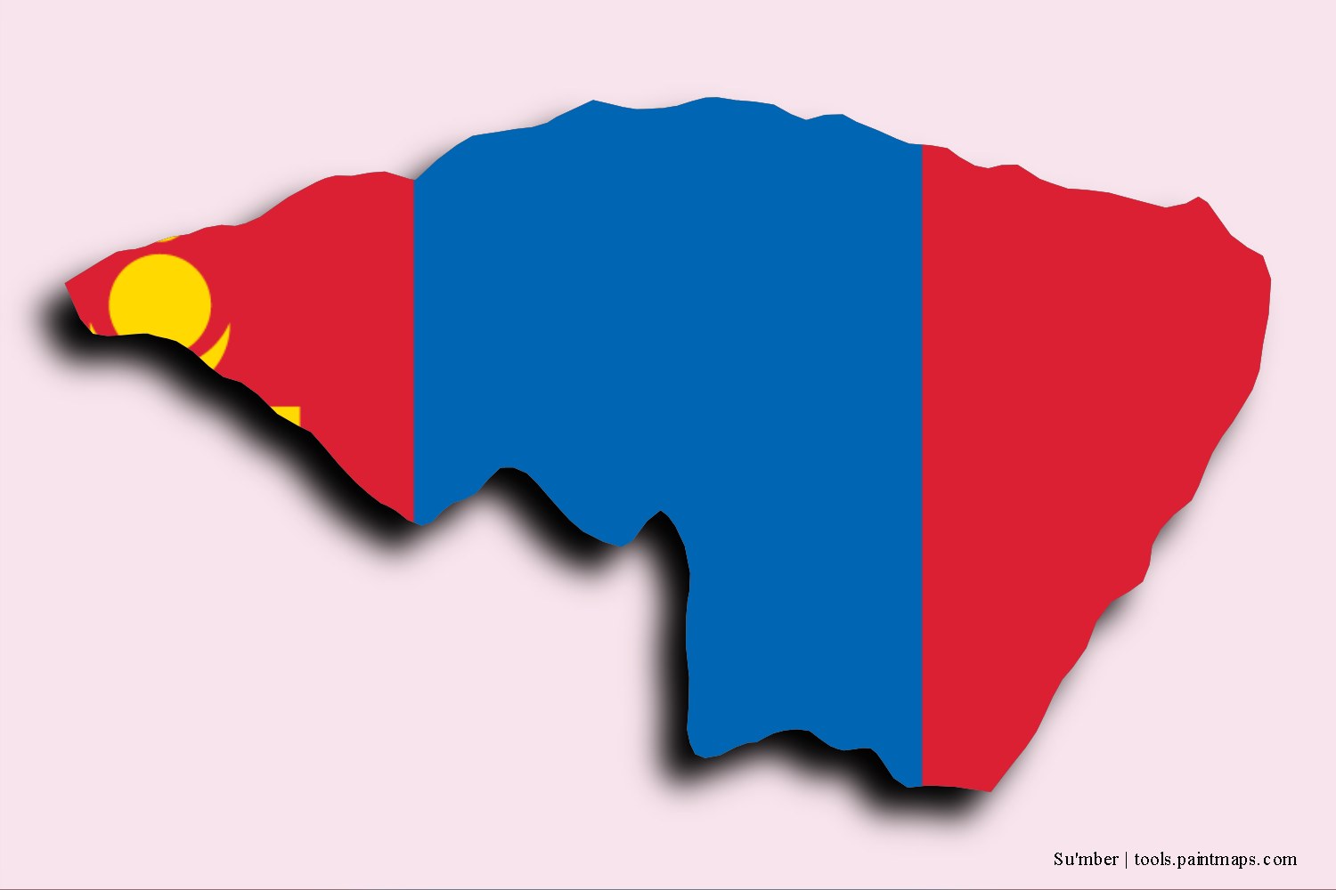 Mapa de la bandera de Su'mber con efecto de sombra 3D