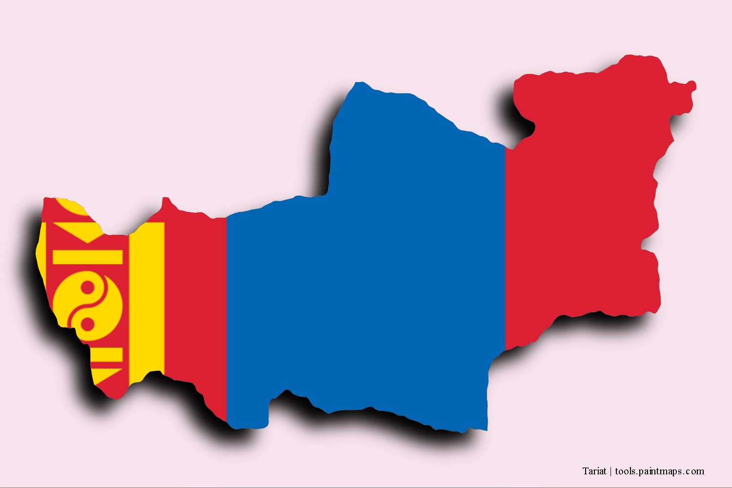 Mapa de la bandera de Tariat con efecto de sombra 3D