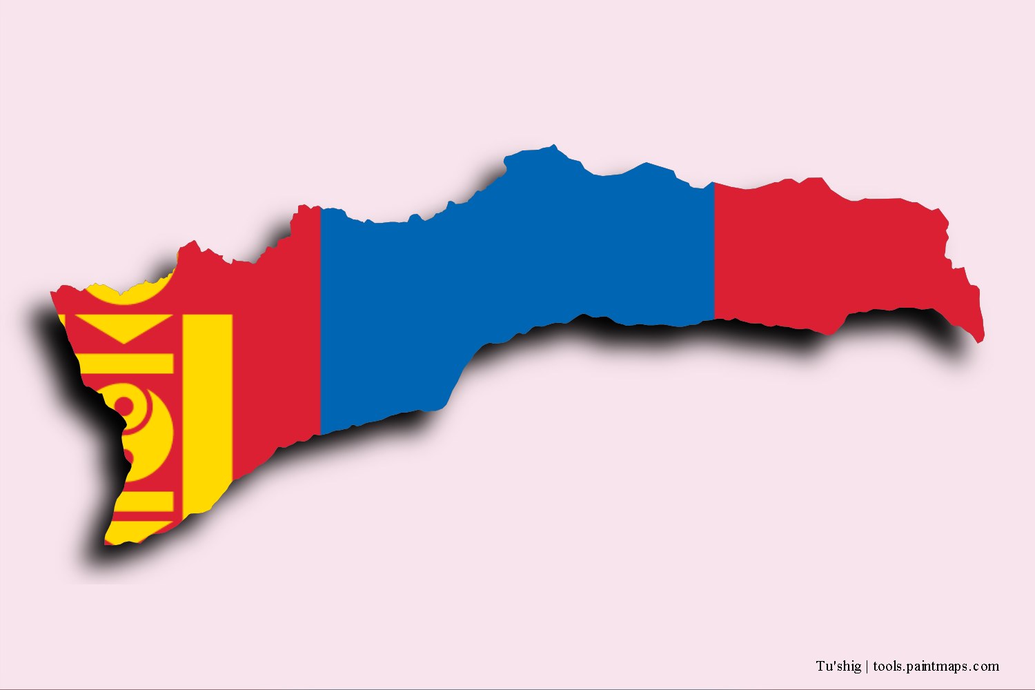 Mapa de la bandera de Tu'shig con efecto de sombra 3D