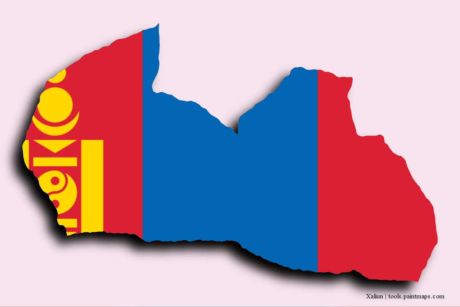 Mapa de la bandera de Xaliun con efecto de sombra 3D