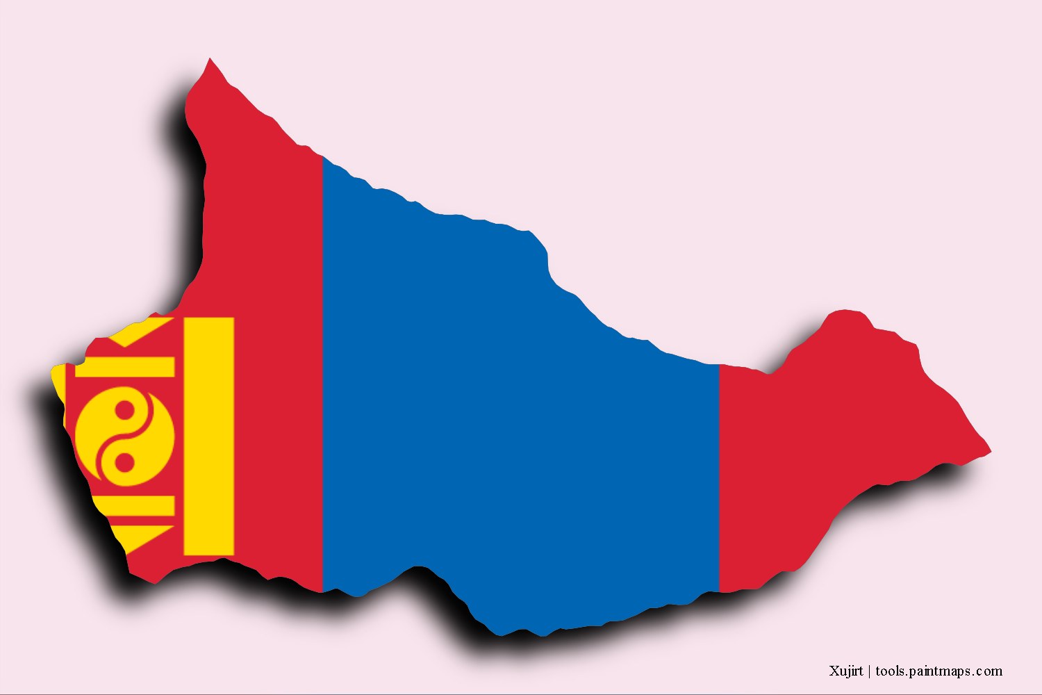 Mapa de la bandera de Xujirt con efecto de sombra 3D