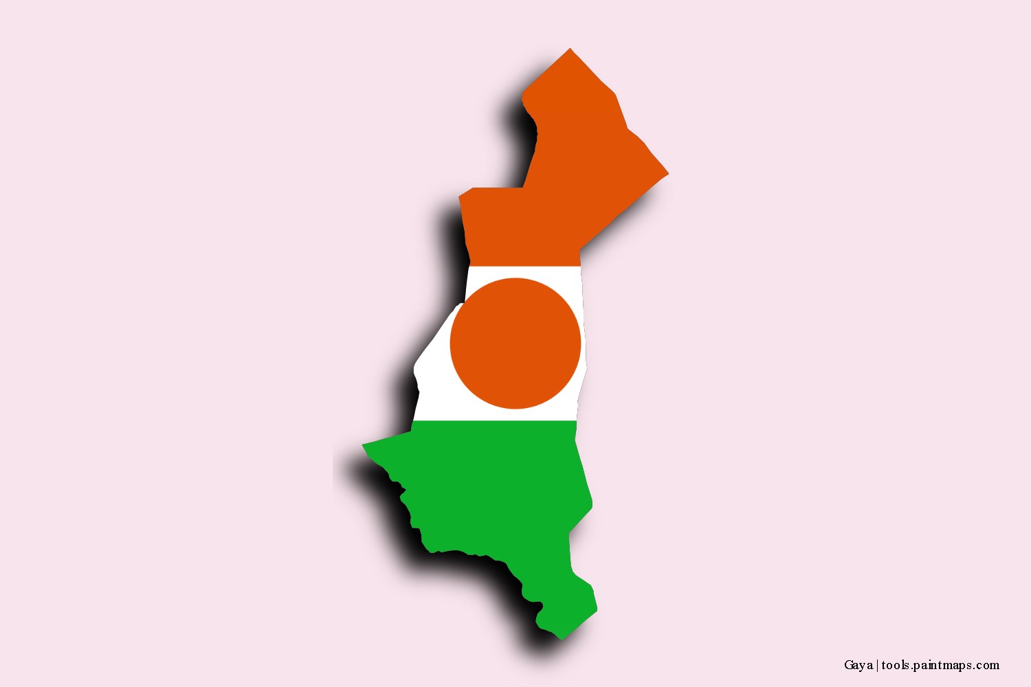 flag map of Gaya with 3D shadow effect