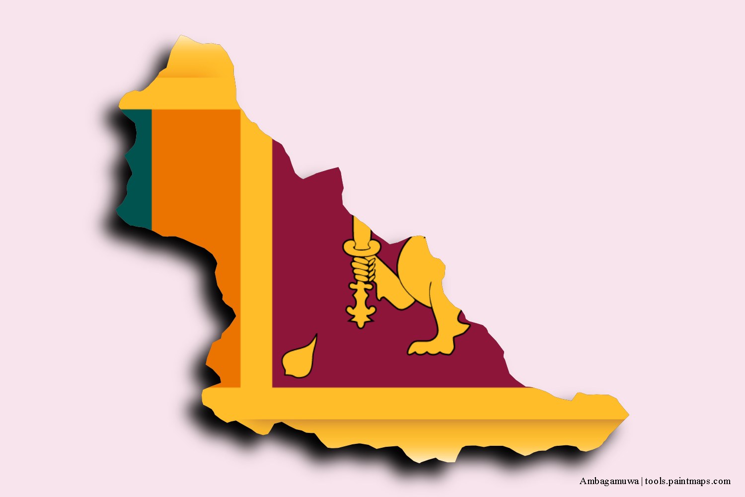 Mapa de la bandera de Ambagamuwa con efecto de sombra 3D