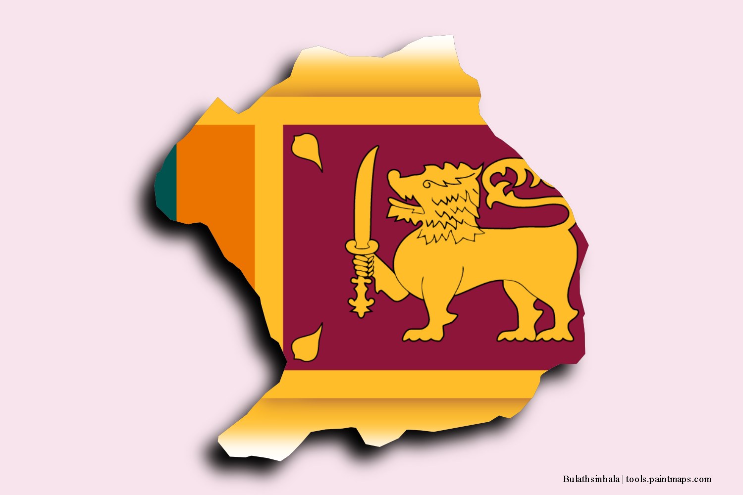 flag map of Bulathsinhala with 3D shadow effect