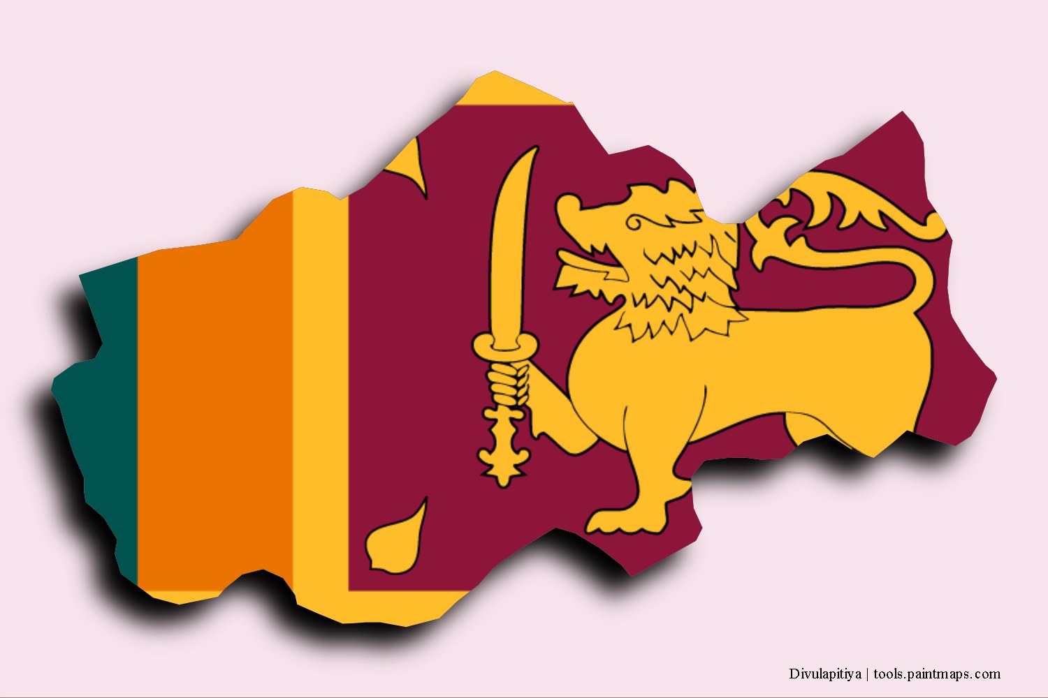 flag map of Diulapitiya with 3D shadow effect