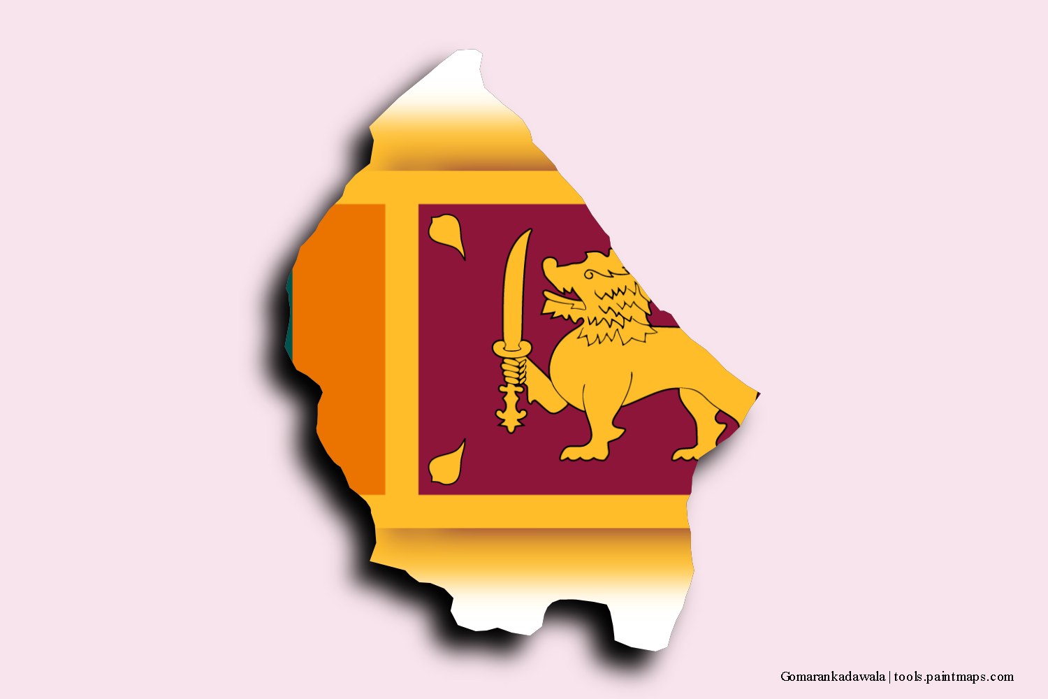 flag map of Gomarankadawala with 3D shadow effect