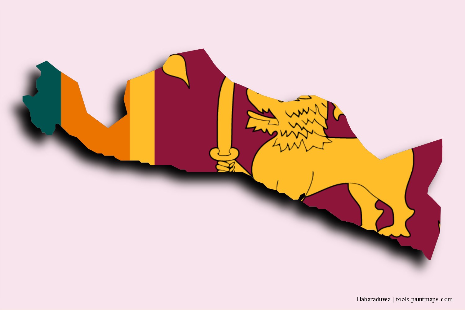 flag map of Habaraduwa with 3D shadow effect