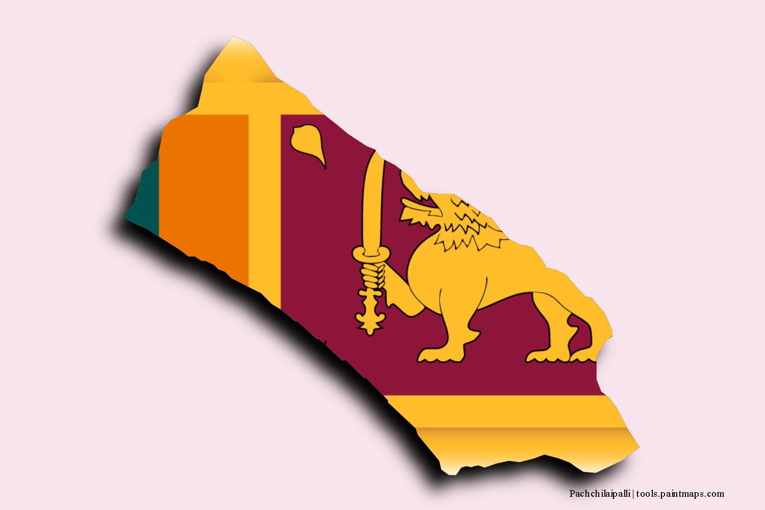 flag map of Pachchilaipalli with 3D shadow effect