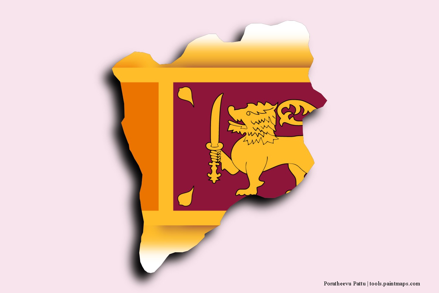 flag map of Porativu Pattu with 3D shadow effect