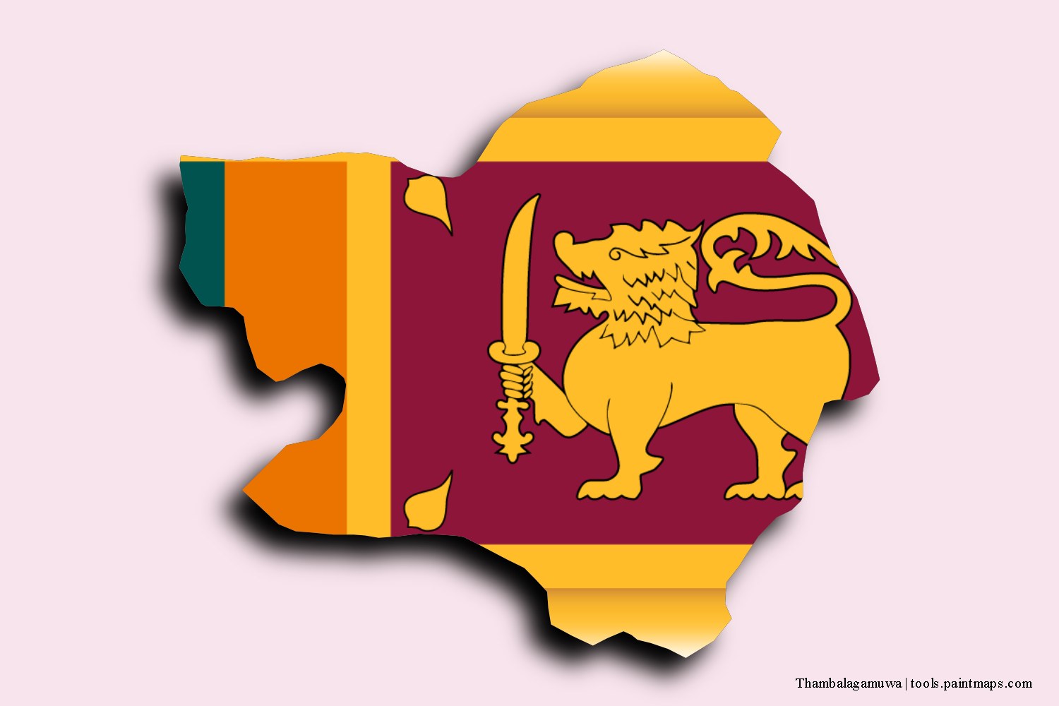 flag map of Thambalagamuwa with 3D shadow effect