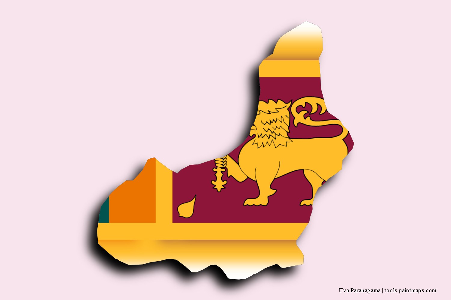 flag map of Uva Paranagama with 3D shadow effect