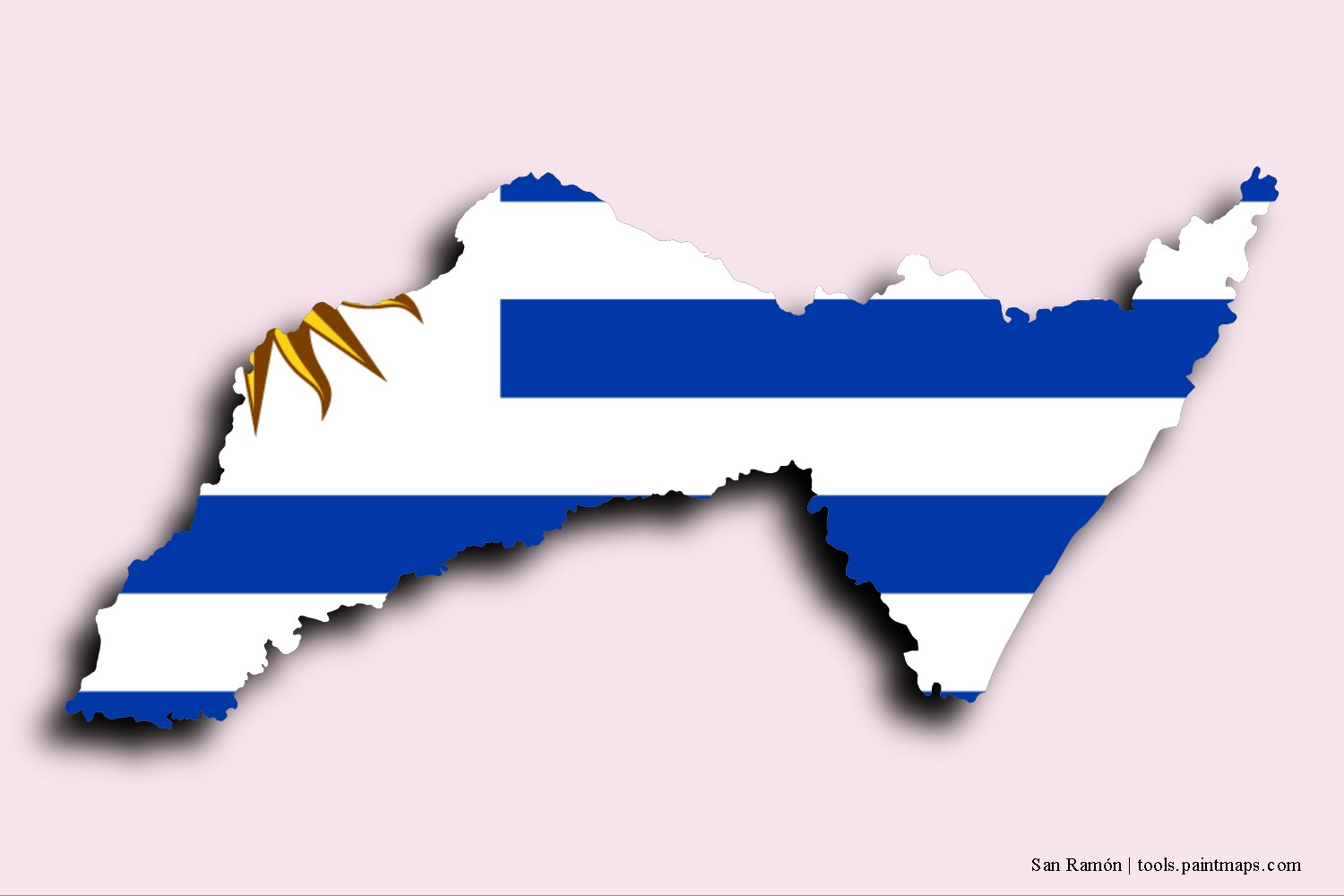 Mapa de la bandera de San Ramón con efecto de sombra 3D