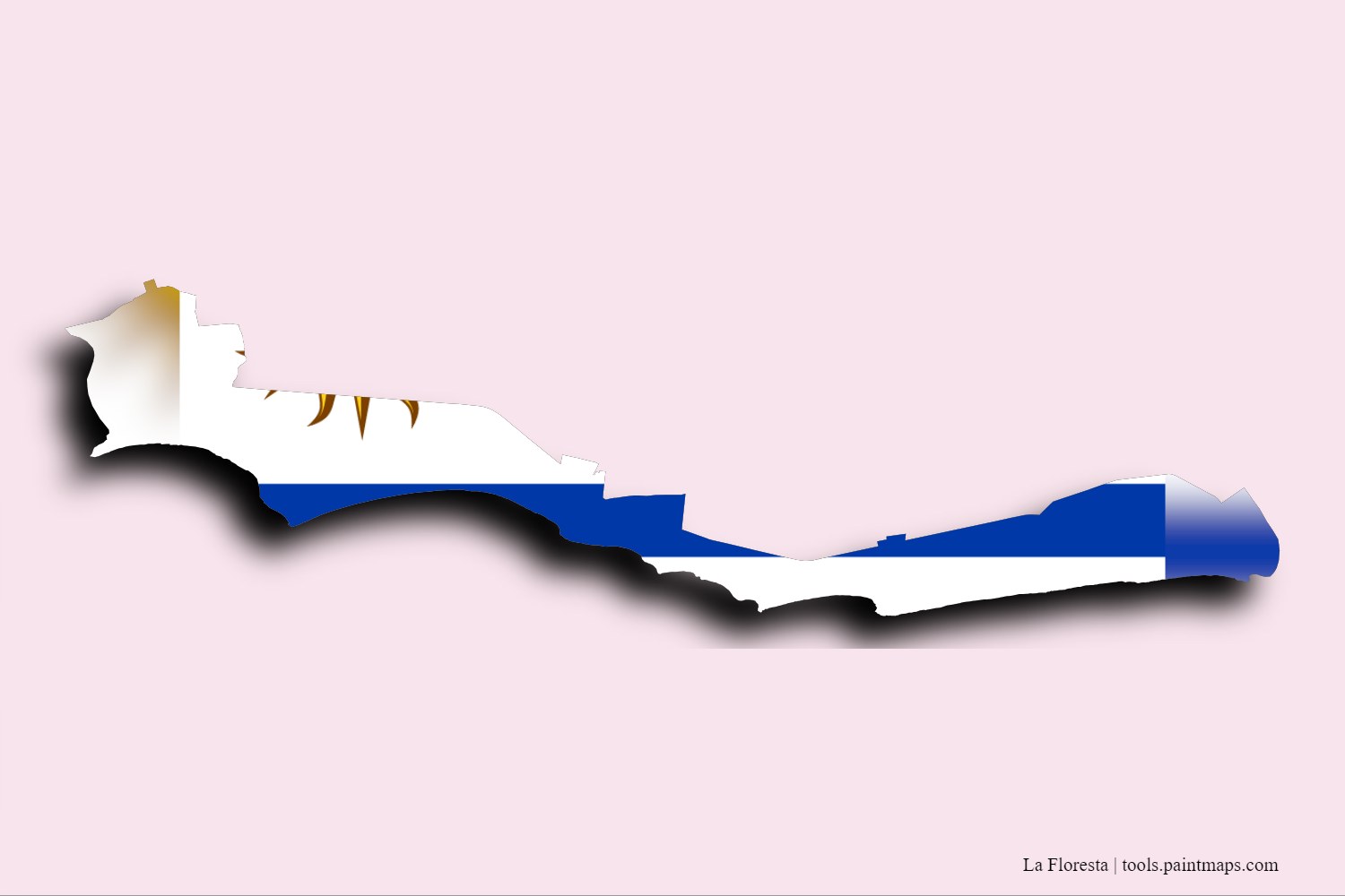 flag map of La Floresta with 3D shadow effect