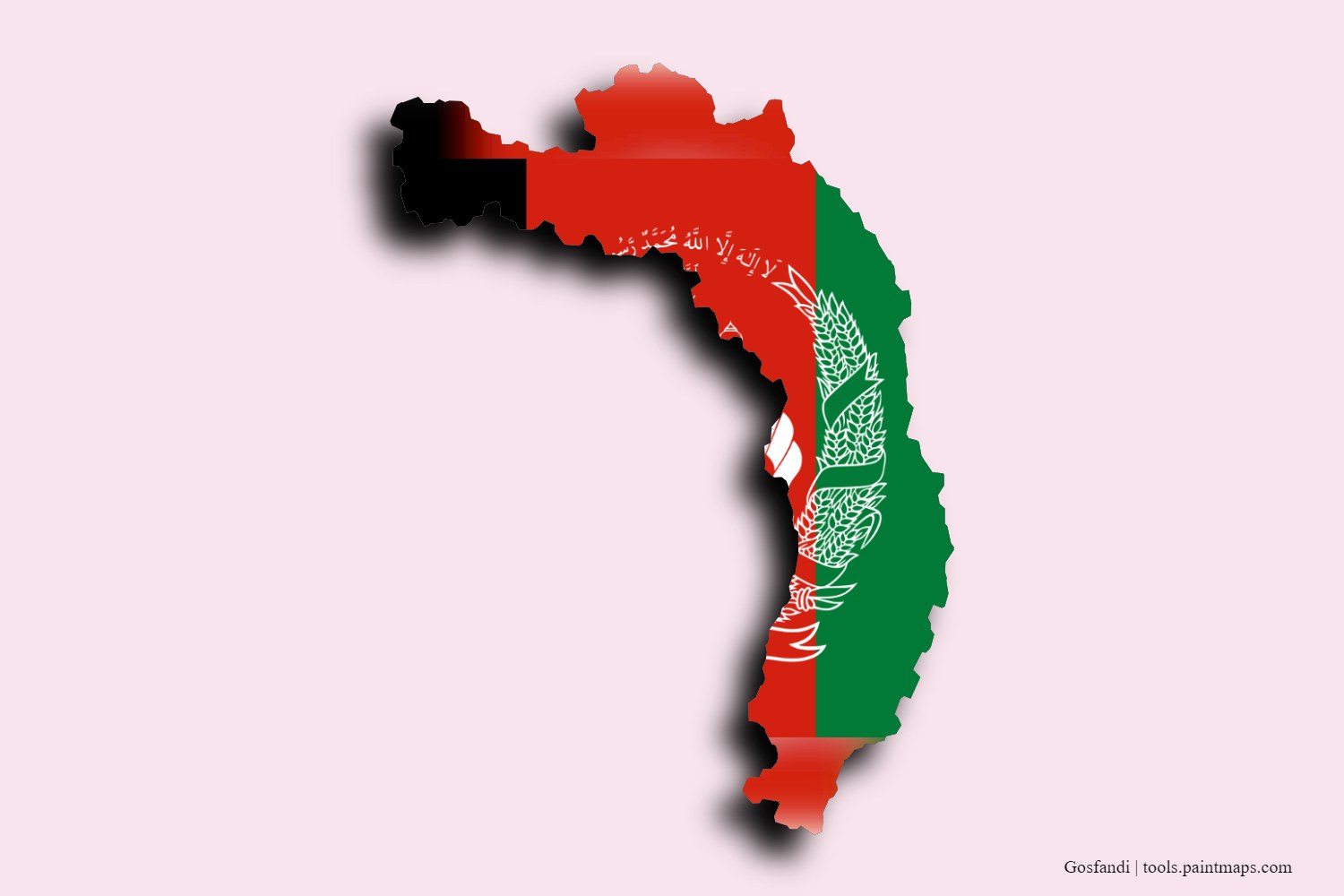 Mapa de la bandera de Gosfandi con efecto de sombra 3D