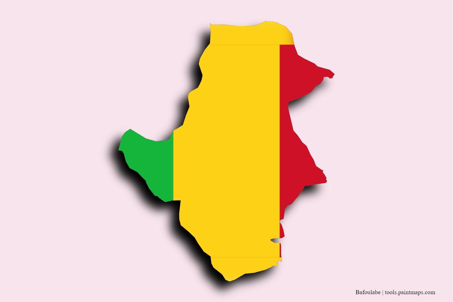 flag map of Bafoulabe with 3D shadow effect