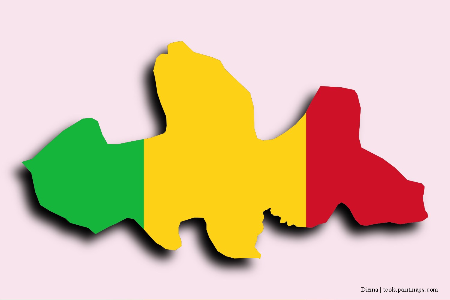 Mapa de la bandera de Diema con efecto de sombra 3D