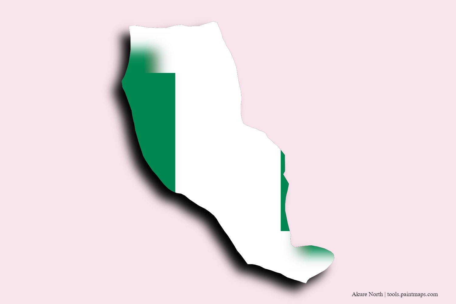 flag map of Akure North with 3D shadow effect