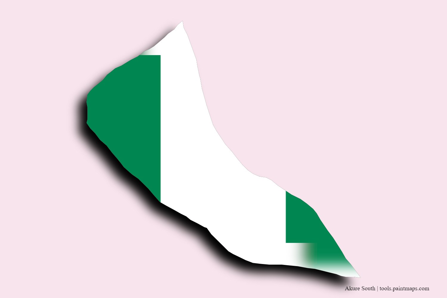 flag map of Akure South with 3D shadow effect