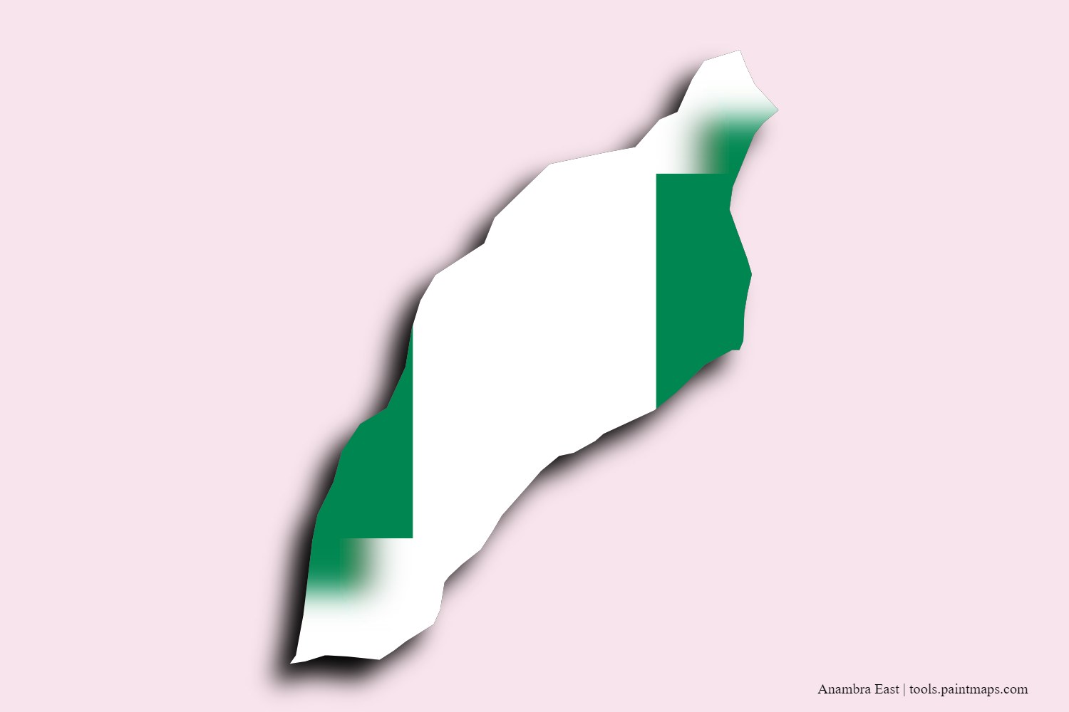 flag map of Anambra East with 3D shadow effect