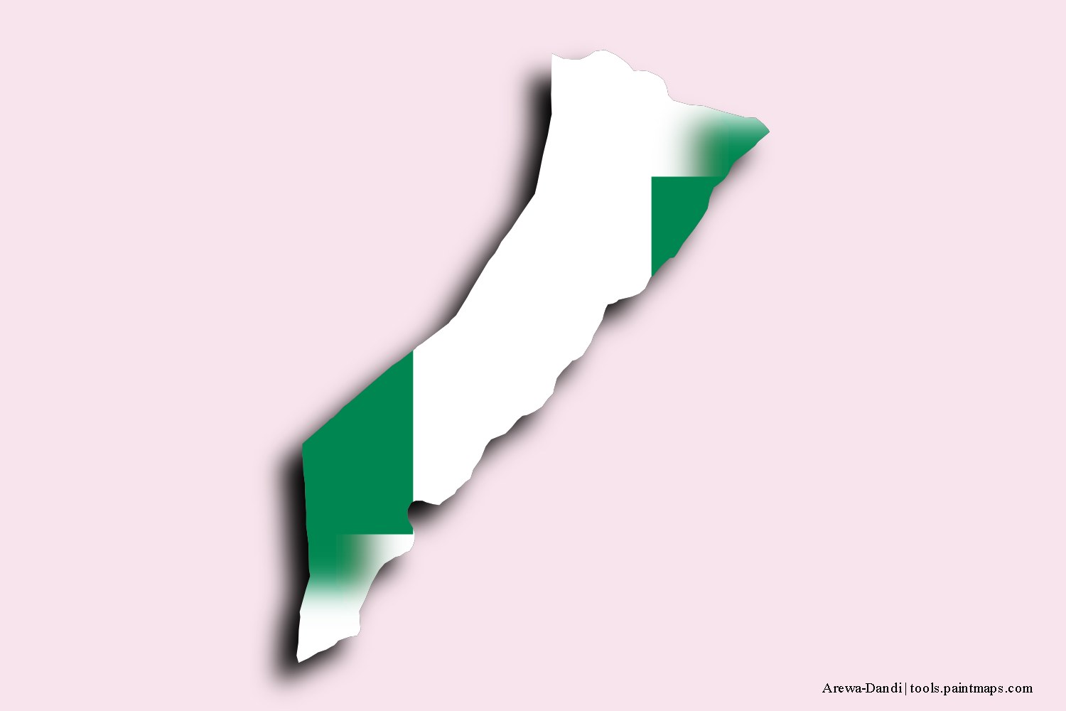 flag map of Arewa-Dandi with 3D shadow effect