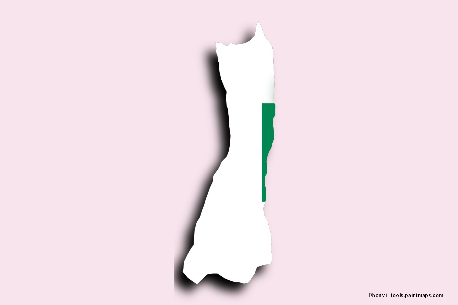 flag map of Ebonyi with 3D shadow effect