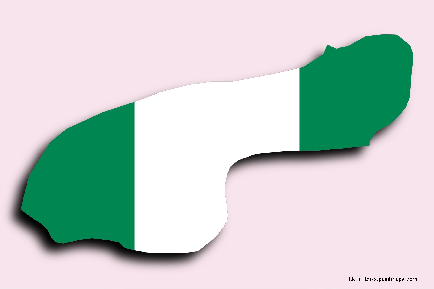 flag map of Ekiti with 3D shadow effect